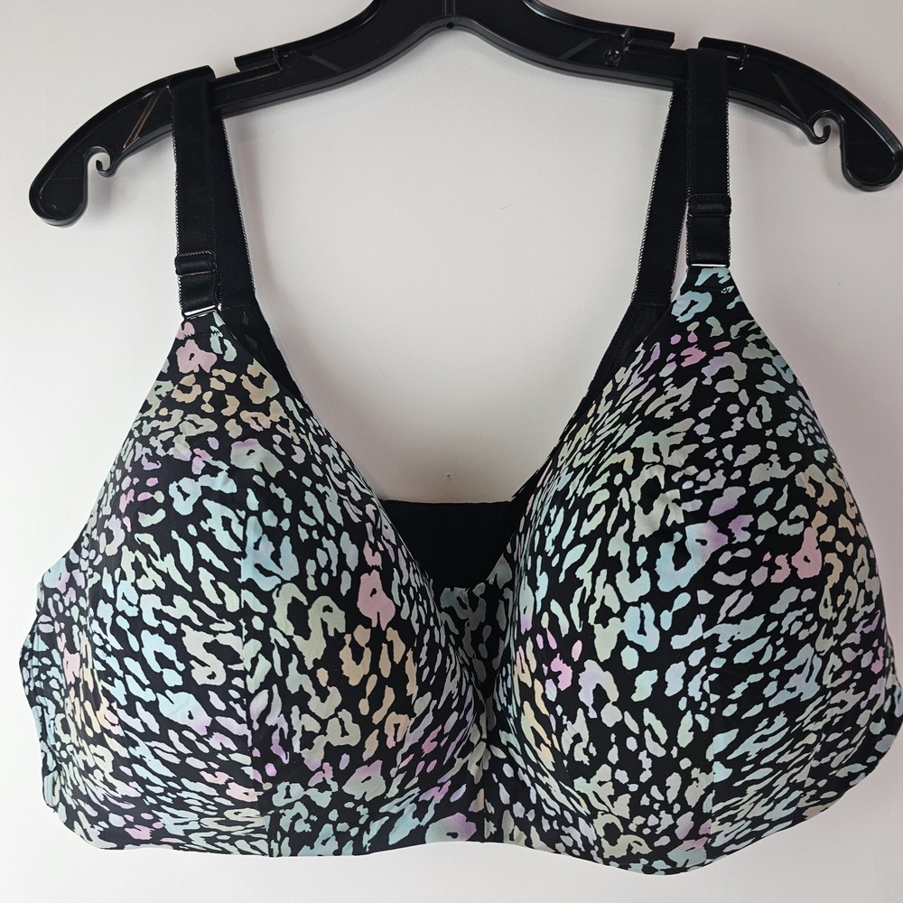 TORRID Curve 44D Bra Back Smoothing Tie Dye Blue Wireless‎ Animal Print